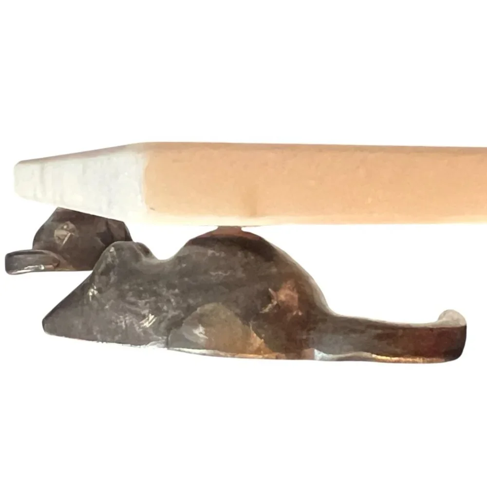 Vtg Michael Aram MARBLE Cat and Mouse Cheese Board w/ Bronze Accents Witty Piece - Picture 9 of 13